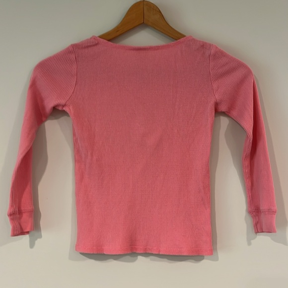 CREWCUTS Girls 6/7 Cotton Thermal Knit Long Sleeve Shirt Ruffle Front - Picture 6 of 6